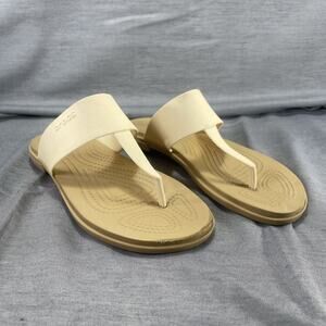 CROCS Tulum Flip Flops Women's Tan/ vanilla Sandals size 9 comfort